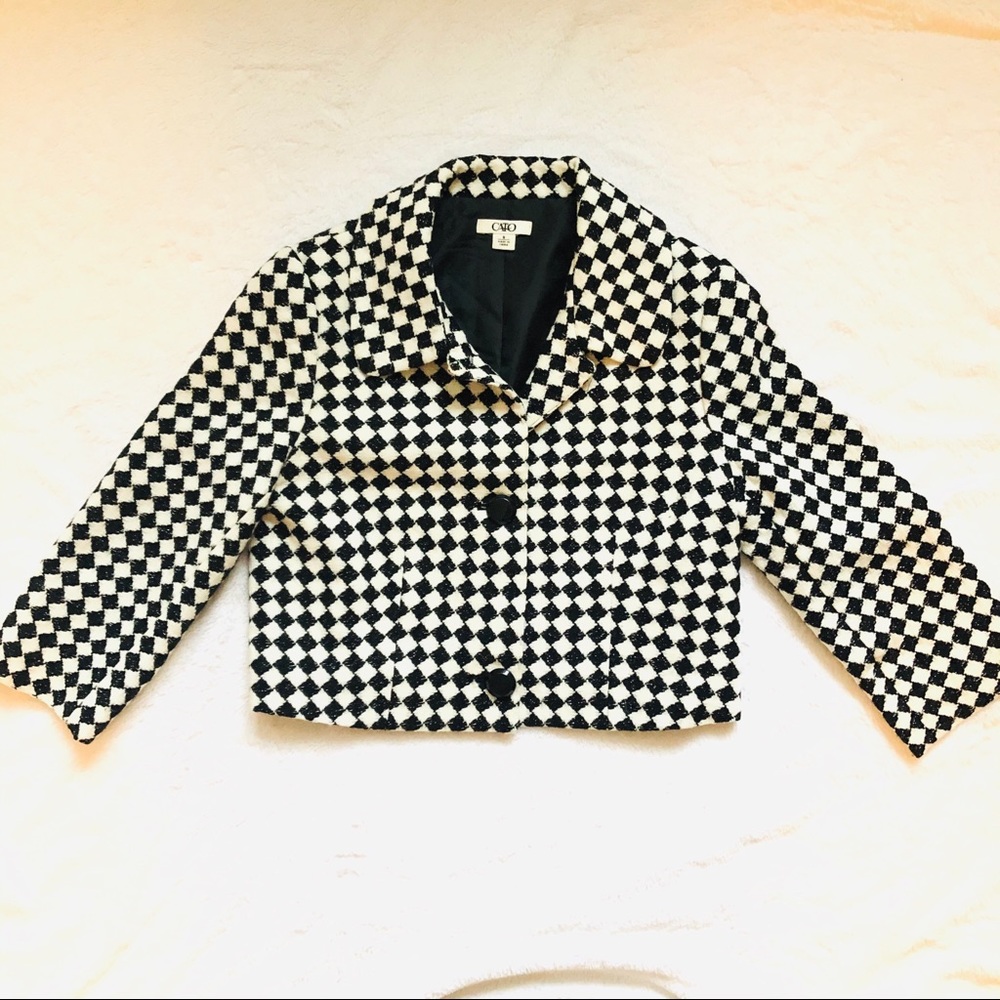 Black and White Cropped Blazer